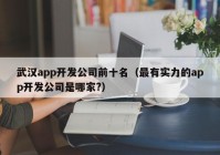 武汉app开发公司前十名（最有实力的app开发公司是哪家?）