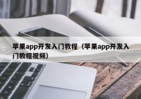 苹果app开发入门教程（苹果app开发入门教程视频）