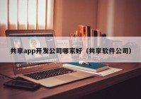 共享app开发公司哪家好（共享软件公司）