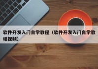 软件开发入门自学教程（软件开发入门自学教程视频）