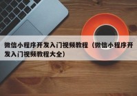 微信小程序开发入门视频教程（微信小程序开发入门视频教程大全）