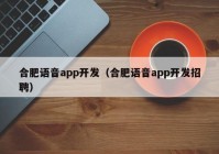 合肥语音app开发（合肥语音app开发招聘）