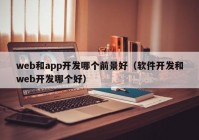 web和app开发哪个前景好（软件开发和web开发哪个好）